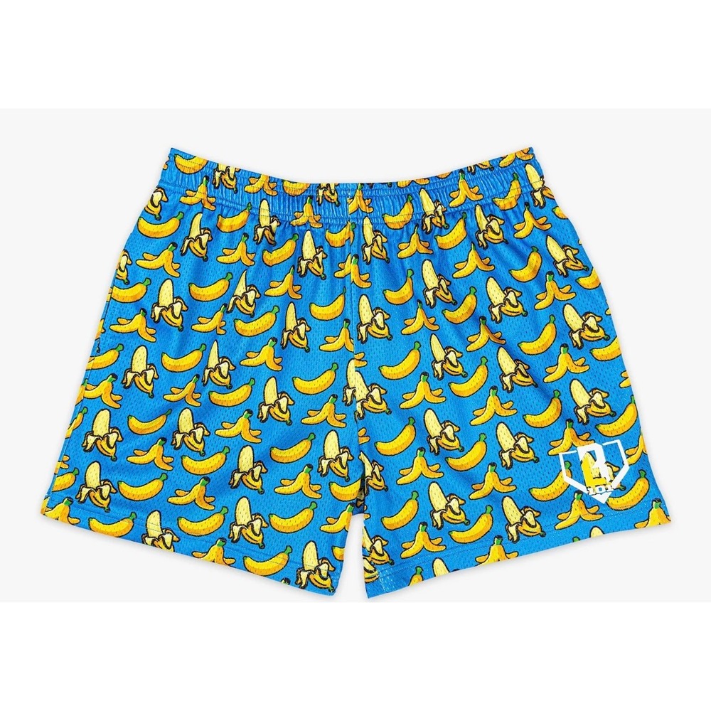 Baseball Lifestyle 101 Banana Shorts Boys YS Blue Yellow Cool Kid Blokecore
